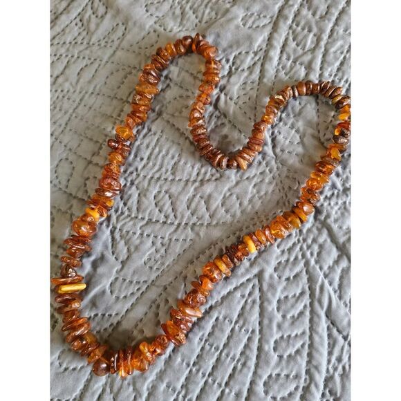 Unbranded Jewelry - Vtg Natural Baltic Amber Necklace 54g Raw Polished Honey Cognac Chips Genuine